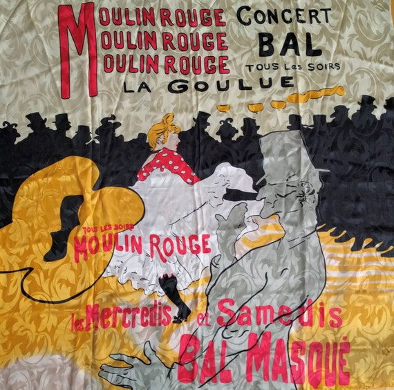 Scarf Silk France Moulin Rouge scarf La Goulue To… - image 4