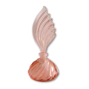 Vintage 1960 glass perfume bottle - Feather Glass Perfume Bottle mid century perfume bottle with stopper Pink glass perfume bottle vintage