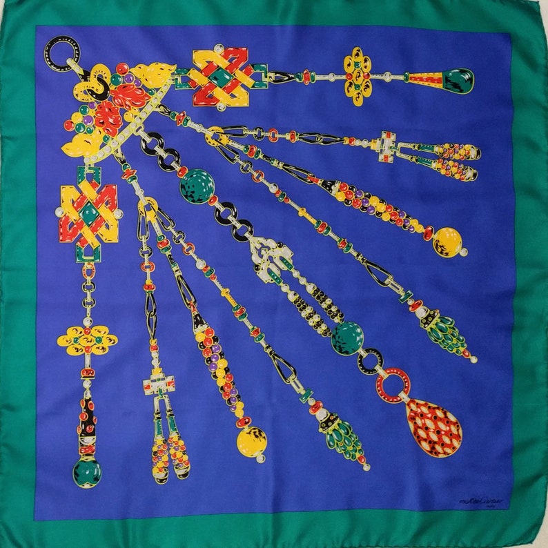 Cartier Must de Cartier silk scarf, royal blue and turquoise, 81cm square, new in box