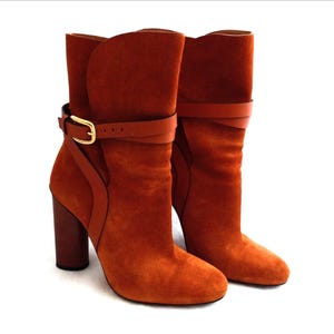 Gucci Suede Ankle Boots – Abigail Rust/Orange Booties, 4.5&quot; Heel, Made in Italy, Excellent Condition, Size 6