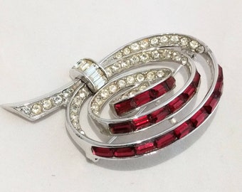 RARE Marcel BOUCHER brooch - 50s vintage Boucher red baguette swirl brooch /Art Deco - very good vintage condition - # 5579