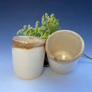 Cream Ceramic Stoneware Handmade Whiskey Cup, Bathroom Tumbler,  Modern Wine Cup,Cream Pottery Cup