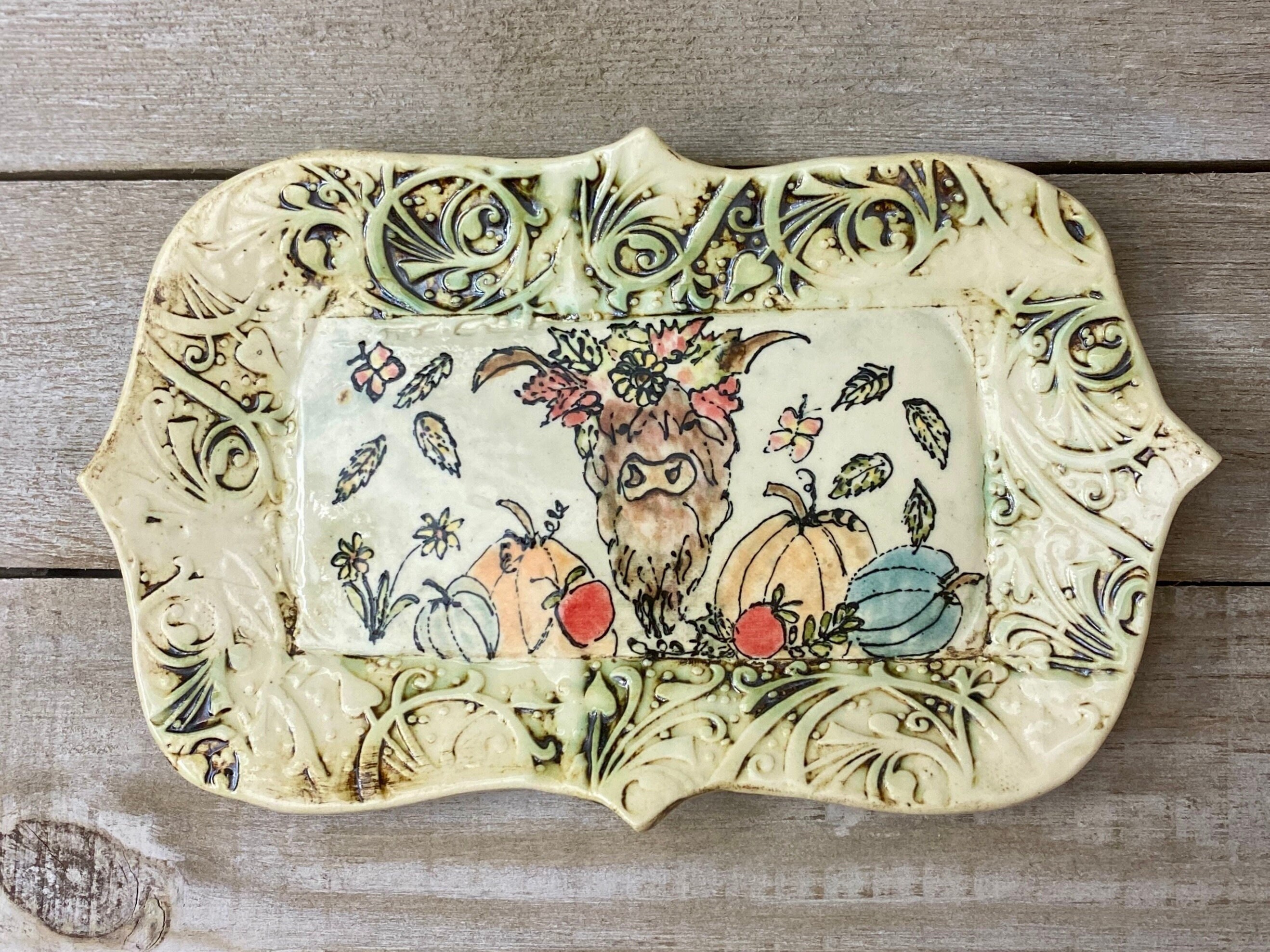 Ceramic Fall Pumpkin Dish, Handmade Pottery Tray - Etsy