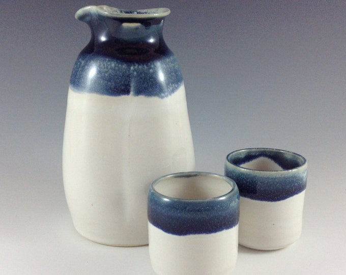 Ceramic Saki Set Pottery Saki Set Handmade Sake Set Blue Etsy