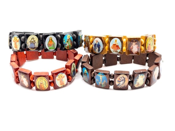 Wooden saint bracelets sale