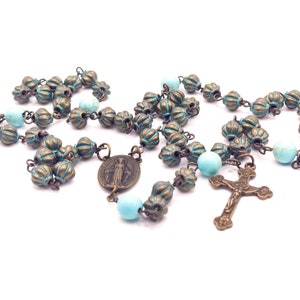 Bronze and Turquoise Handmade Rosary
