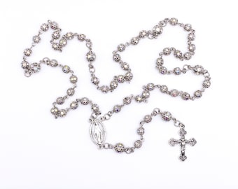 Silver AB Crystal Metal Rosary