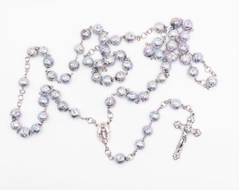 Handmade Electroplated Irridescent Lava Beaded Rosary