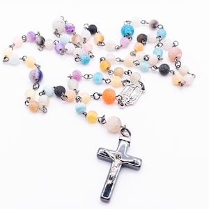 Multicolor Crackle Achat Handgemachte Rosenkranz