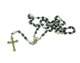 Handmade Unisex Black Rosary