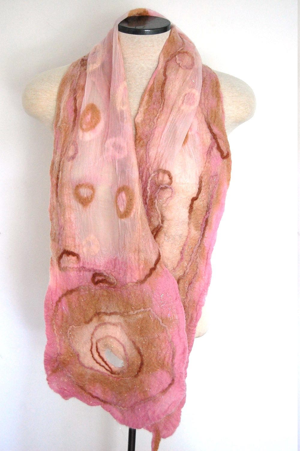 Women's Pink Silk and Merino Wool Shawl Nuno Felted Wrap Etsy