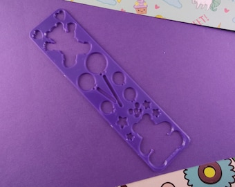 Vintage 1990's Lisa Frank Bookmark Stencil, Teddy Bears Balloons, Purple