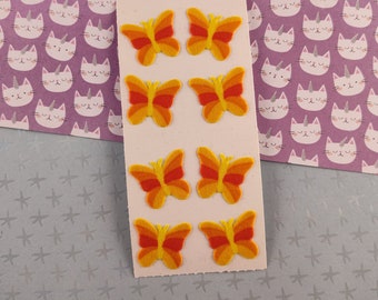 Vintage Sandylion Fuzzy Stickers Butterflies, 2 Mods Unused