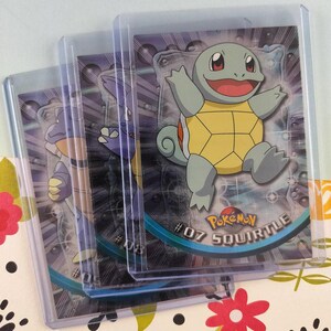 Vintage 1999 Topps 1st Edition Blue/Black Label TV Animation Edition Squirtle Evolutions Holographic Pokemon Cards Set/3 - NM