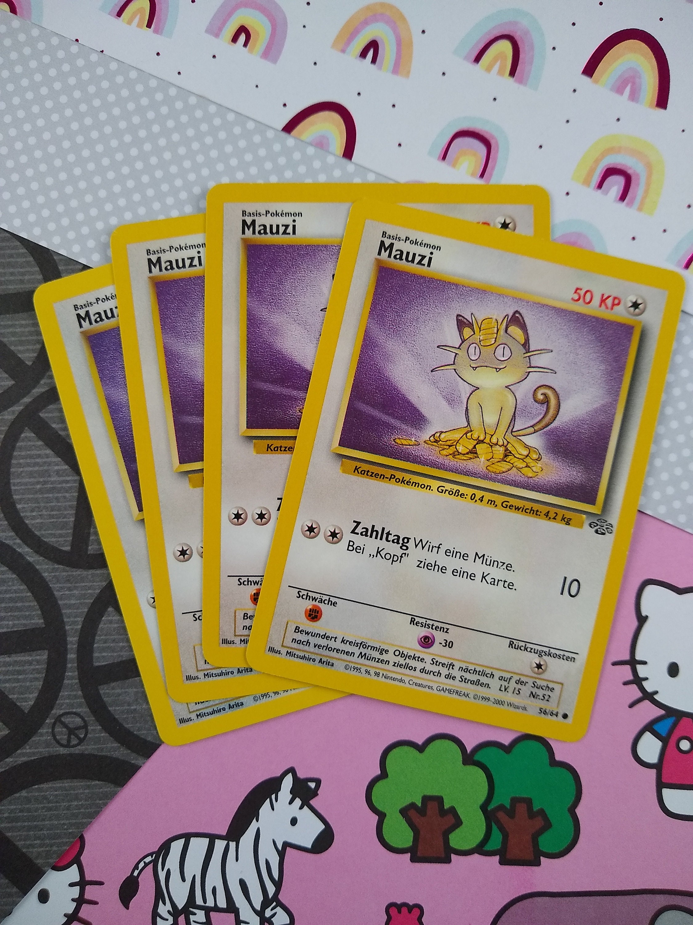 CLEARANCE Vintage Common (german) - Set/4 Meowth (mauzi) Jungle