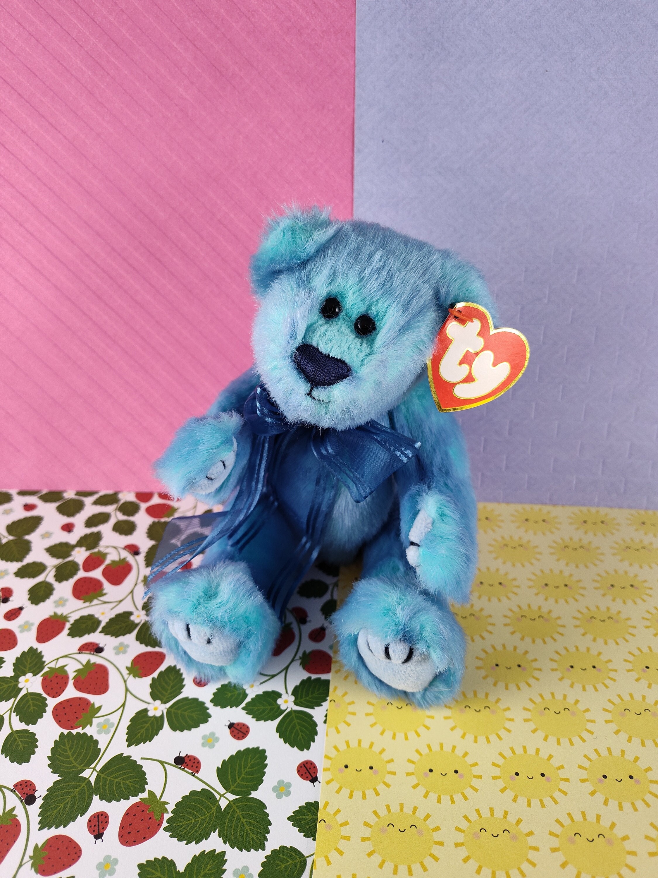 Vintage 1993 TY Beanie Baby Azure Blue Bear teddy Plush Etsy UK