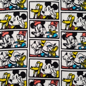 CLEARANCE Walt Disney's Mickey Mouse Donald Duck Comic Strip Design Fabric Remnant, 2 yd x 18" W