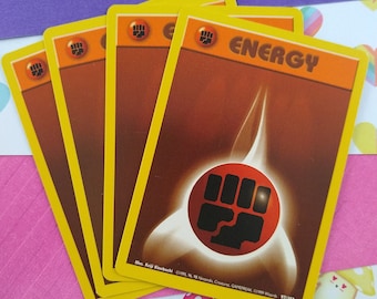 Vintage Energy - Set/4 Fighting Base Set Non-Holo Pokemon Cards 97/102 - LP