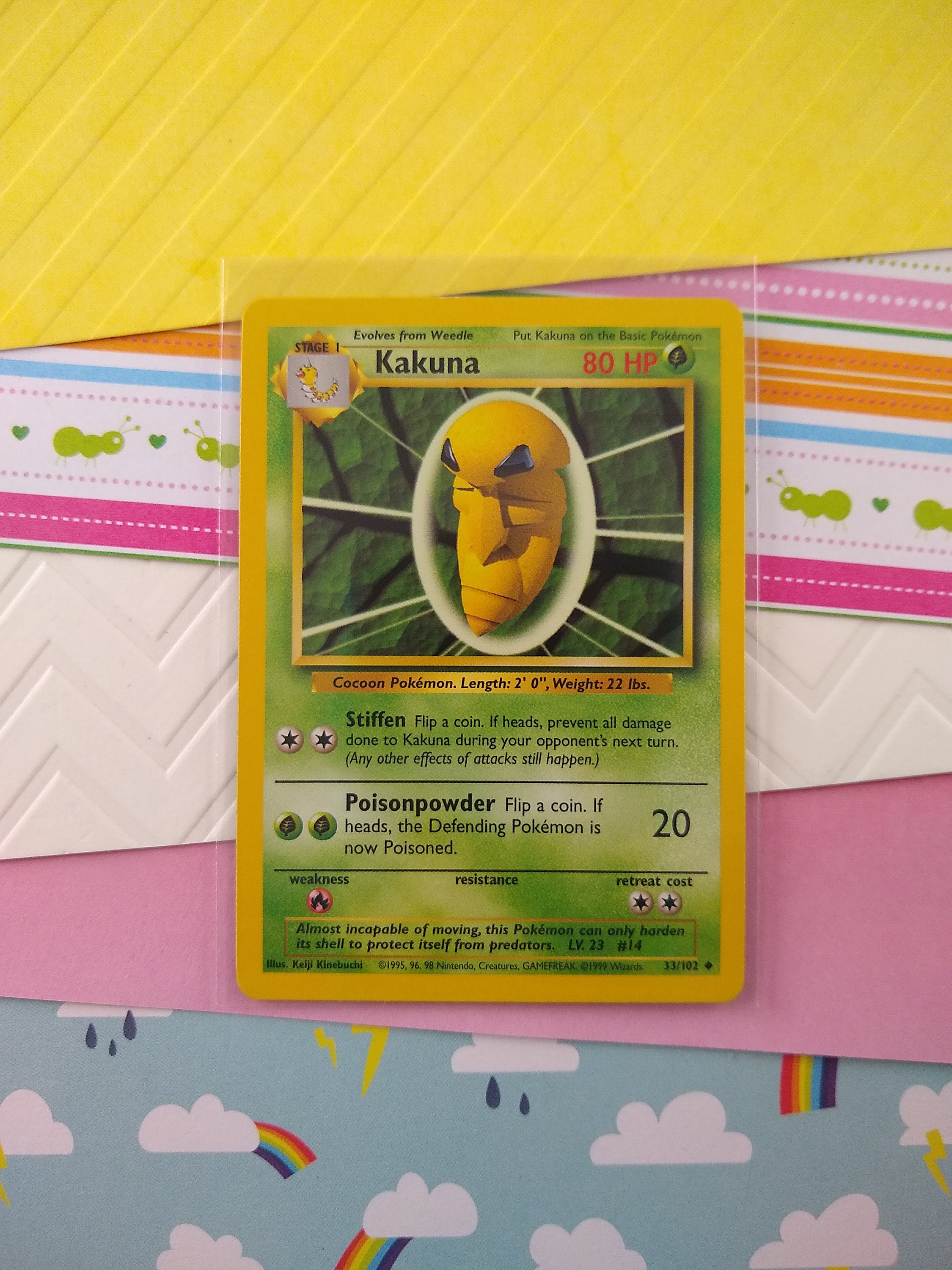 Vintage Uncommon - Kakuna Base Set Non-Holo Pokemon Card 33/102 - VG Vintage Uncommon - Kakuna Base Set Non-Holo Pokemon Card 33/102 - VG