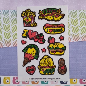 CLEARANCE Vintage 1984 Junk Food Hot Dogs Ice Cream Scratch 'n Sniff Full Sticker Sheet