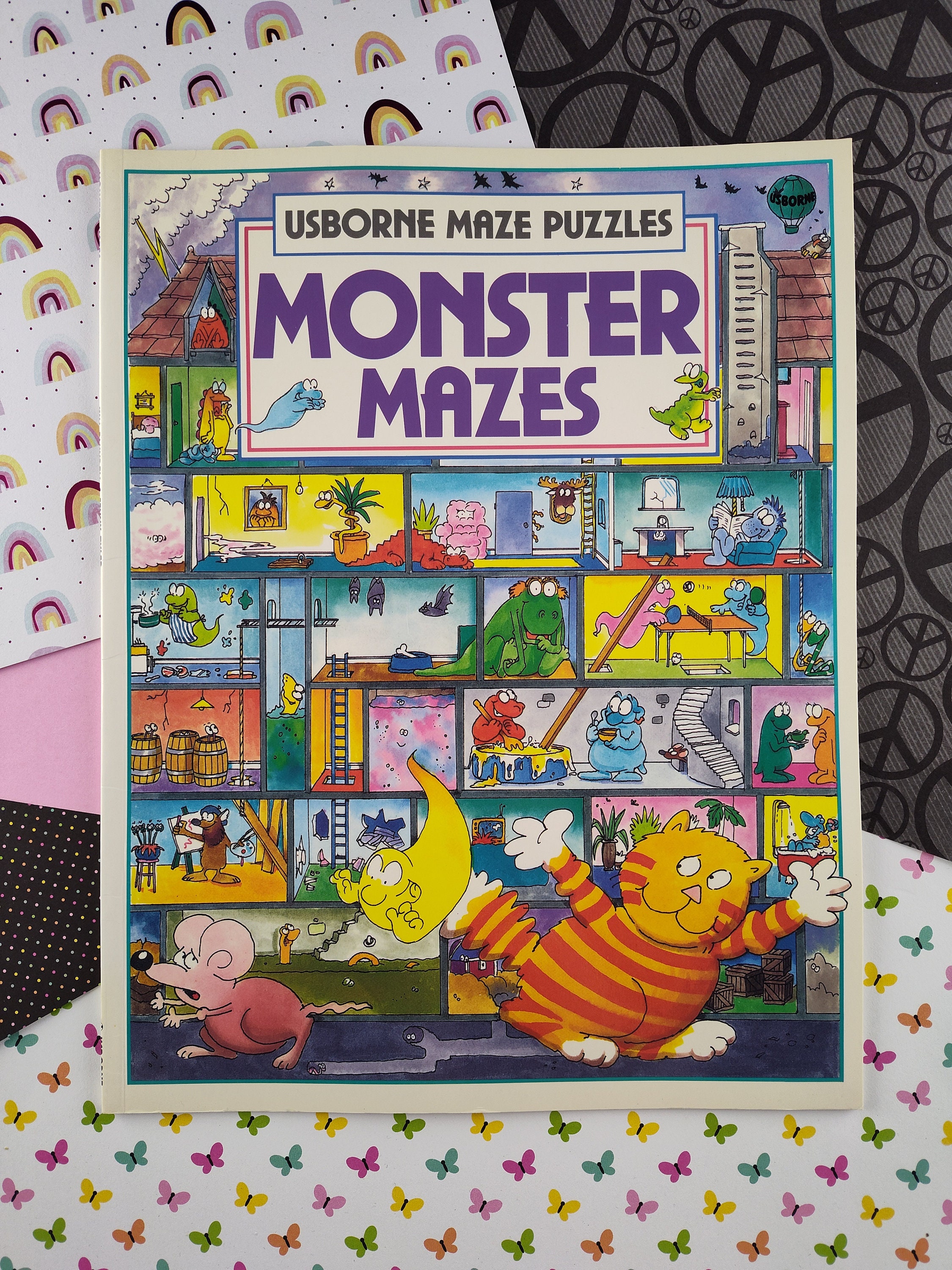 Vintage 1994 Paperback, the Usborne Book of Maze Puzzles: Monster