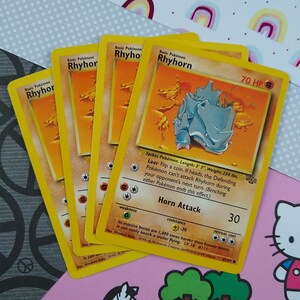 LIQUIDACIÓN Vintage Común - Set/4 Cartas Pokémon Rhyhorn Jungle No Holográficas 61/64 - LP