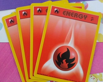 Vintage Energy - Set/4 Fire Base Set 2 Non-Holo Pokemon Cards 126/130 - LP