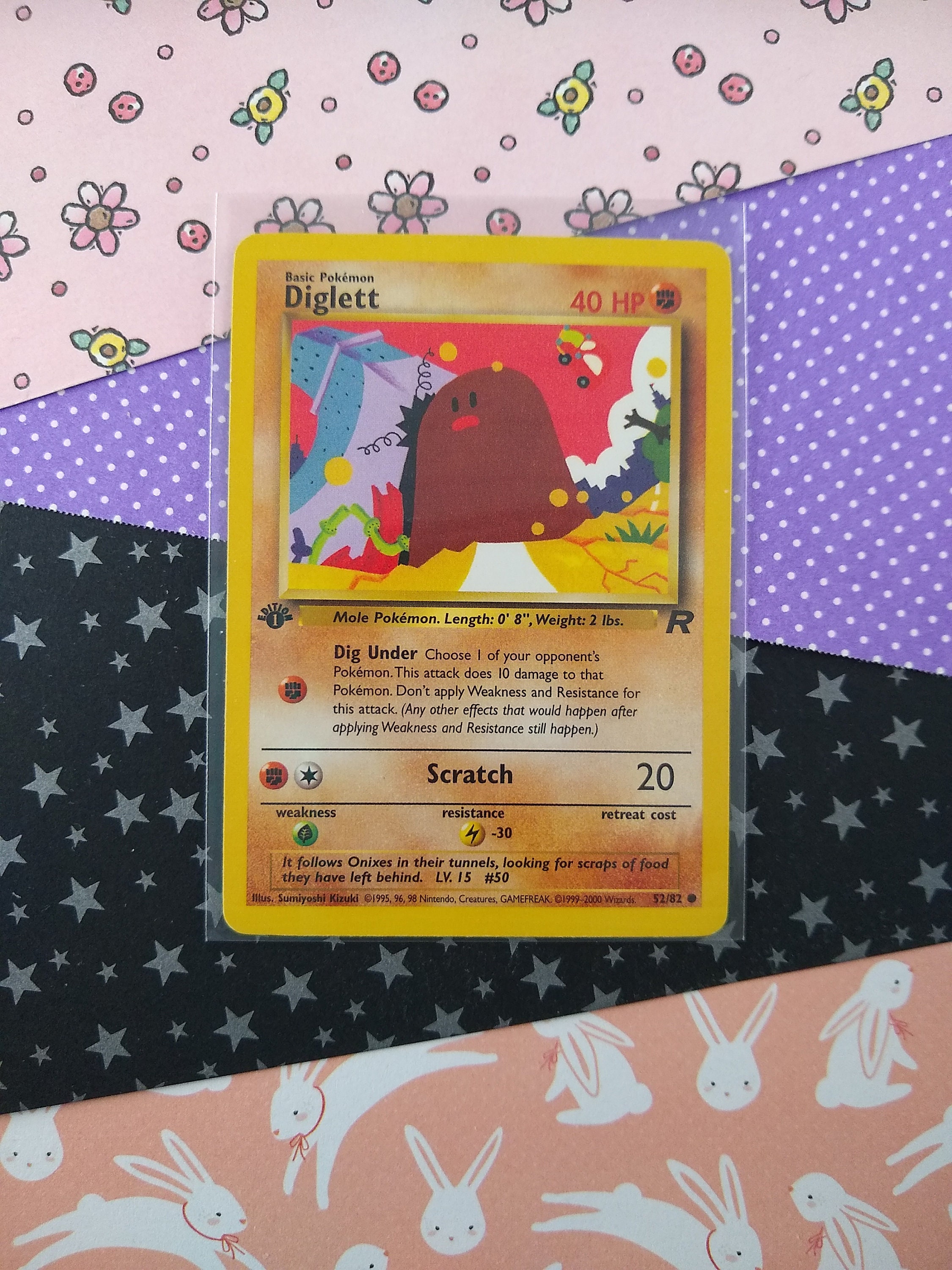 1995 diglett pokemon card value 52/82 Team Rocket Set TCG In Protective Penny Sle  The Game Experts Mint / near mint condition trading card Pokemon Diglett Team Rocket 1st