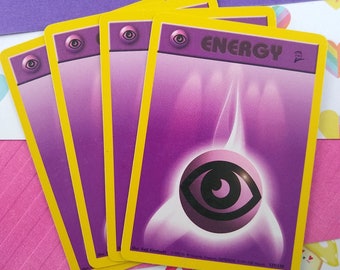 Vintage Energy - Set/4 Psychic Base Set 2 Non-Holo Pokemon Cards 129/130 - LP