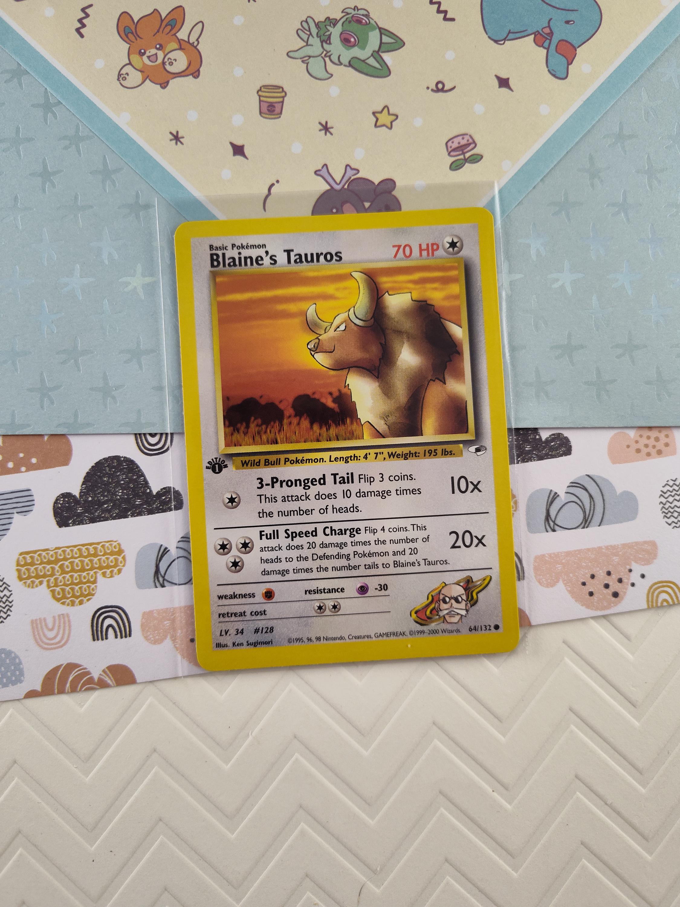 Vintage Common - 1st Edition Blaine's Tauros Gym Heroes Non-holo Pokemon Card 64/132 - VG (B) - Etsy Vintage Common - 1st Edition Blaine's Tauros Gym Heroes Non-holo Pokemon Card 64/132 - VG (B) - Etsy