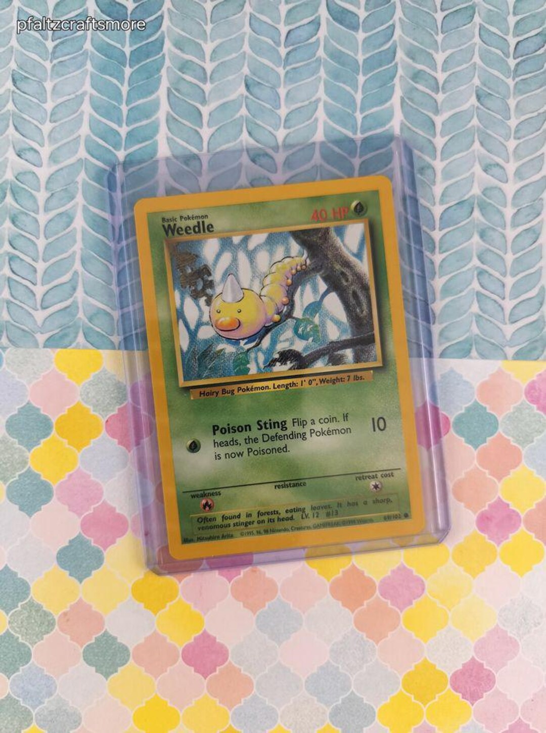 1995 weedle pokemon card value 69/102 kort Base Set Unleashed Type Pokemon - Weedle - 69/95