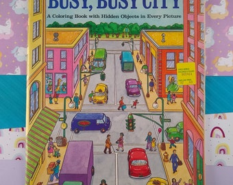 CLEARANCE Vintage 1989 Random House Search & Color "Busy, Busy City" Softcover Book, Clean Unused