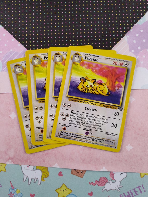 Vintage Uncommon - Set/4 Persian Jungle Non-holo Pokemon Cards 42/64 - LP - Etsy Vintage Uncommon - Set/4 Persian Jungle Non-holo Pokemon Cards 42/64 - LP - Etsy