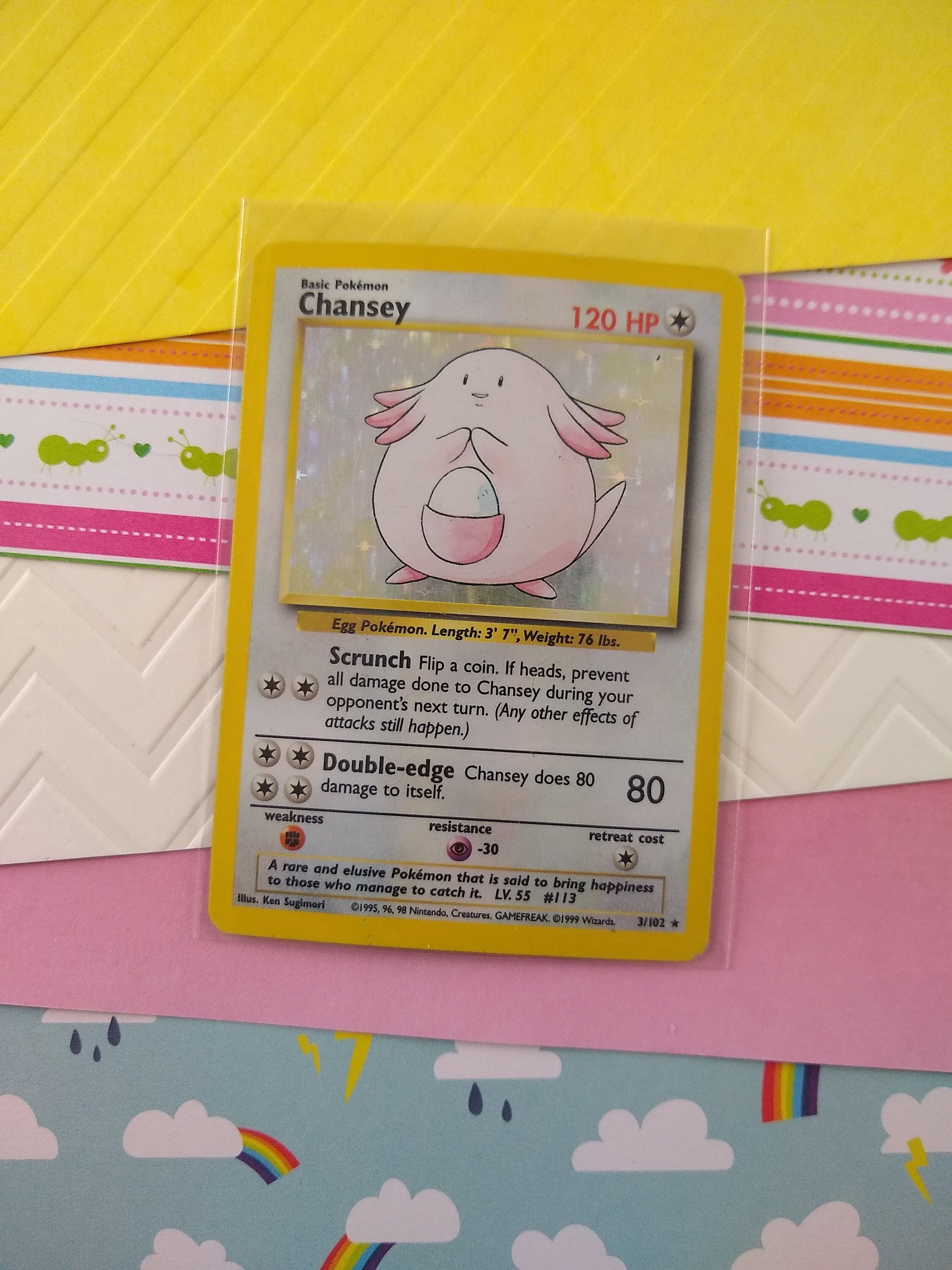 Pokemon Base Set Chansey #3/102 - Holo Rare Card (MP - Moderately Played Condition)