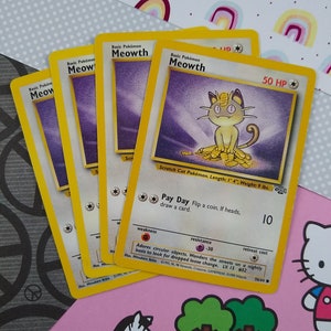 Liquidación Vintage Común - Set/4 Cartas Pokémon Meowth Jungle No Holográficas 56/64 - LP