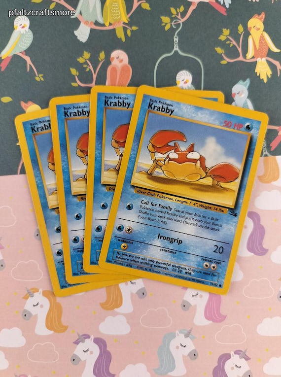 krabby pokemon card value 51/62 - (51) - Fossil Colorless Retreat Cost Vintage Common - Set/4 Krabby
