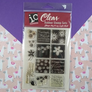 CLEARANCE Impression Obssession Floral Flowers Spring Clear Rubber Stamp Set, New & Unused