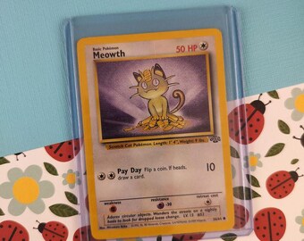 1995 meowth pokemon card Dutch Jungle #56/64 CGS 7 Trading (Signed by Jason Rotterdam Comics Any notable flaws or damage to this item will be noted in this listing Vintage Common - Meowth Jungle