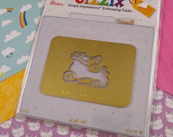 2003 Sizzix Simple Impressions Embossing Folder; 38-9574 "Sleigh" LIKE NEW