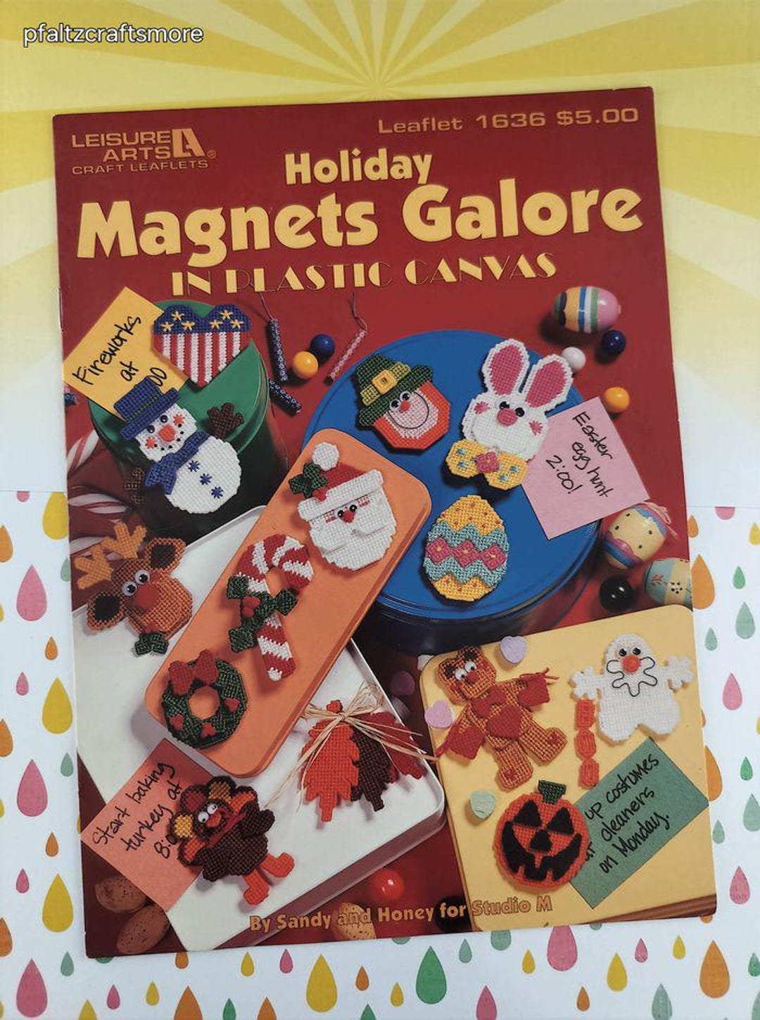 Vintage 1995 Leisure Arts Holiday Magnets Galore Plastic Canvas ...