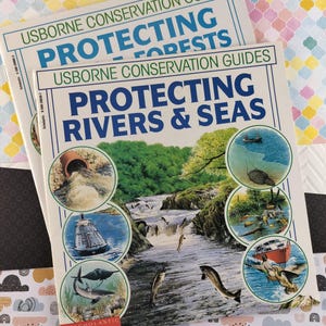 クリアランス ヴィンテージ 1994/1995 初版 (Scholastic) 印刷 Usborne Conservation Guides セット/2 ソフトカバー