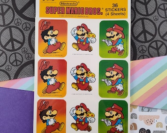 CLEARANCE Vintage 1989 Nintendo of America Super Mario and Luigi Brothers Full Sticker Sheets Pack, NEW & SEALED