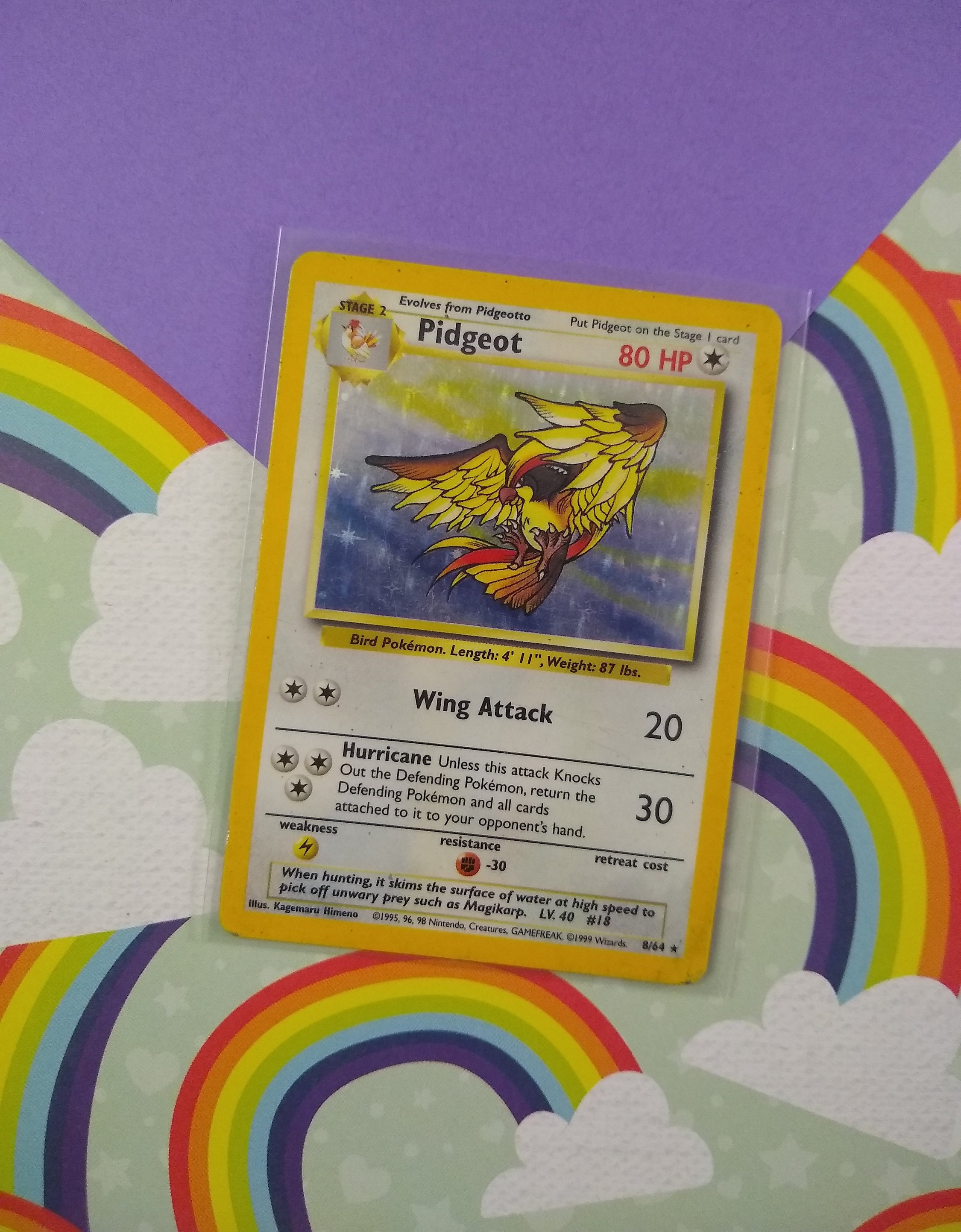 1999 pidgeot pokemon card Pidgeot Jungle Fossil Base Set Pokemon Custom Card Holographic 8/64 1999 1st Edition