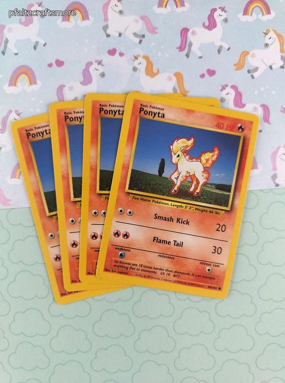 Vintage Common - Set/4 Ponyta Base Set Non-holo Pokemon Cards 60/102 - LP -  Etsy