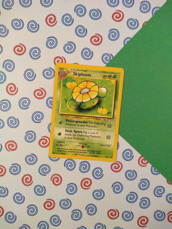 Vintage Uncommon Skiploom Neo Genesis Pokemon Card 49111 Vg