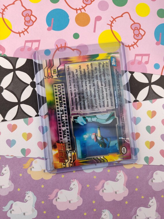 Vintage 1998 Topps 1st Edition Blue Label Mewtwo Strikes Back #32 "The Battle Renewed" Non-Holo Pokemon Card - NM Vintage 1998 Topps 1st Edition Blue Label Mewtwo Strikes Back #32 "The Battle Renewed" Non-Holo Pokemon Card - NM