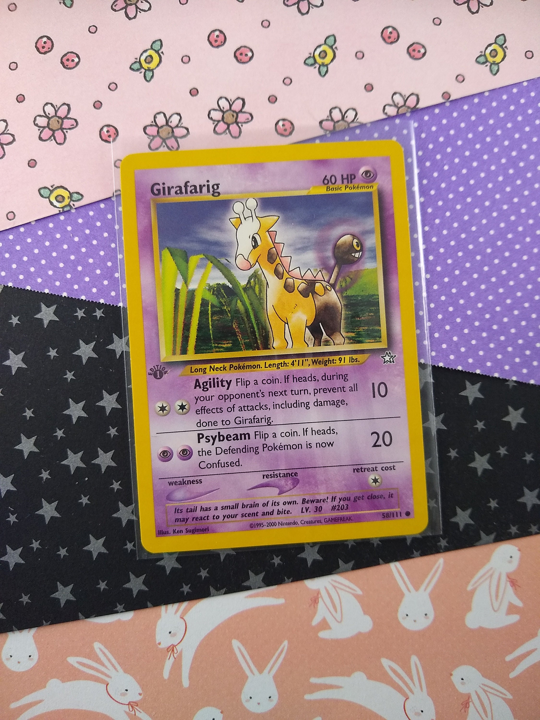 Vintage Common - 1st Edition Girafarig Neo Genesis Non-Holo Pokemon Card 58/111 - VG Vintage Common - 1st Edition Girafarig Neo Genesis Non-Holo Pokemon Card 58/111 - VG