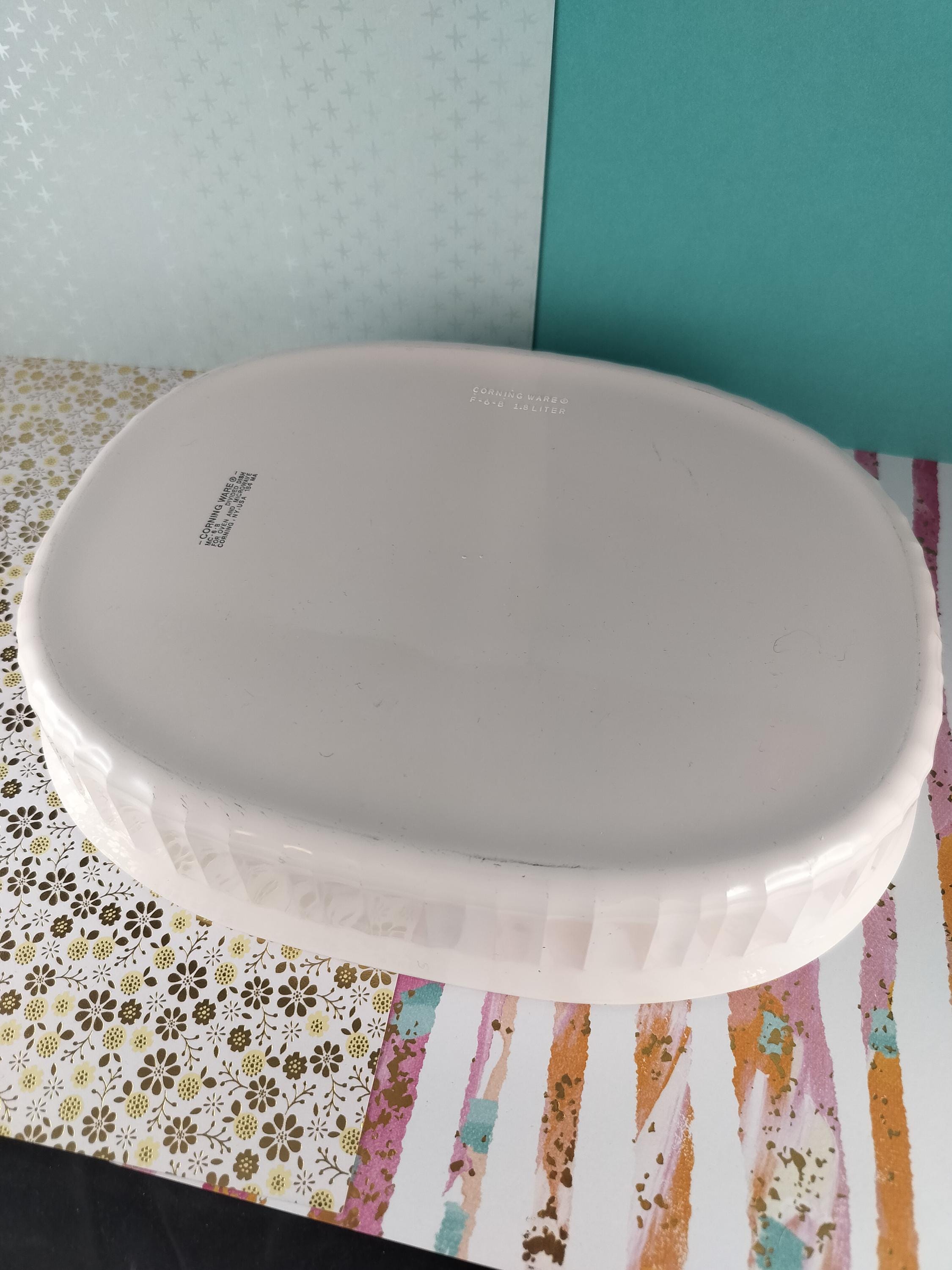 Vintage Corningware French White F-6-B Liter Divided Oval
