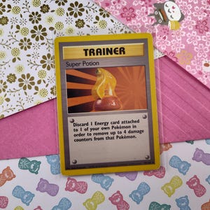 Carta Pokémon no holográfica de base Super Potion poco común vintage 90/102 - LP