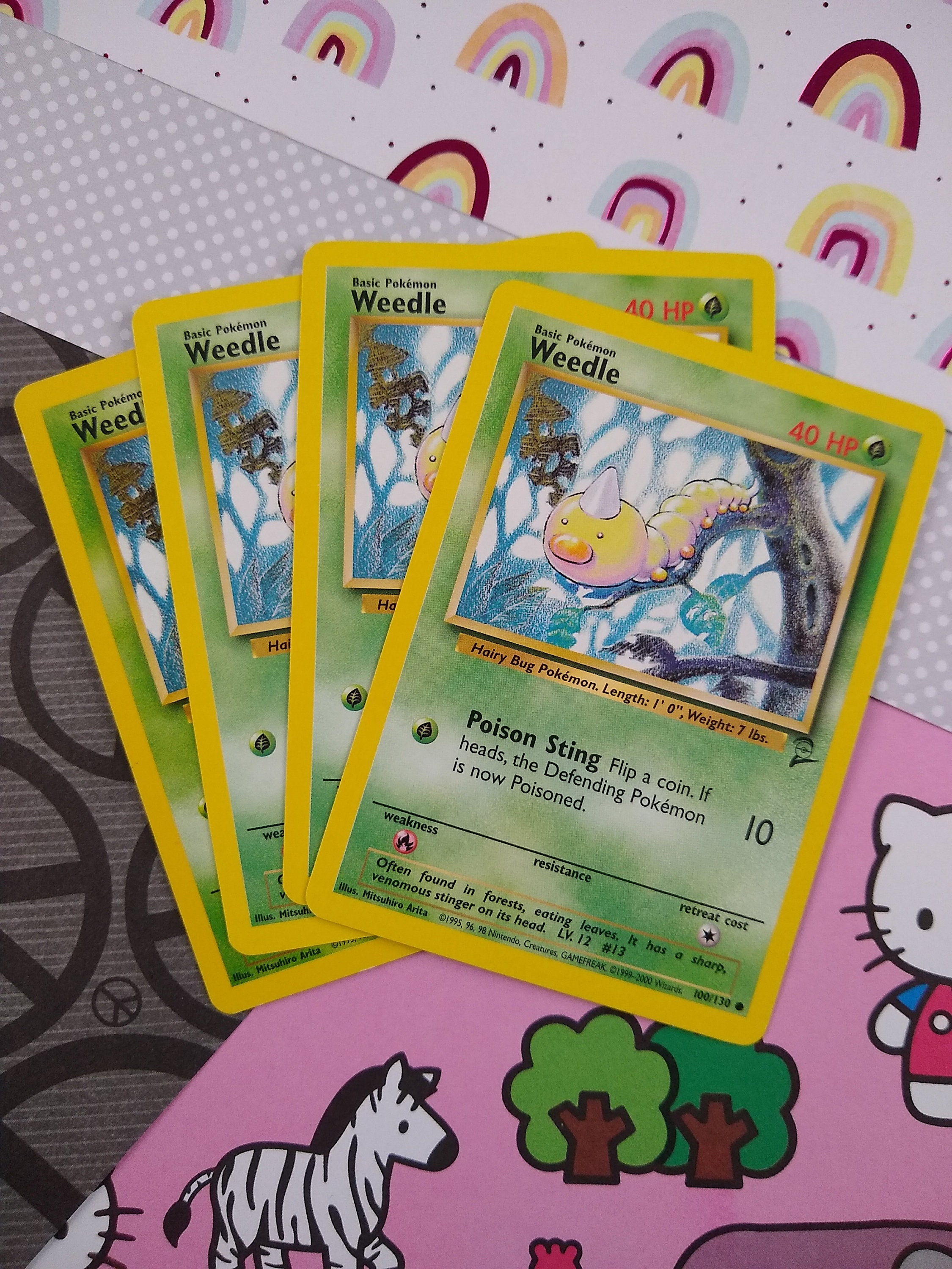 CLEARANCE Vintage Common - Set/4 Weedle Base Set 2 Non-Holo Pokemon Cards 100/130 - LP